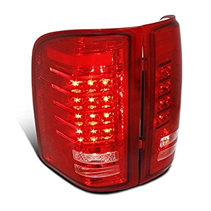 - Spec-D Tuning LT-SIV07RLED-RS Chevy Silverado 1500 2500 3500 Truck Red Clear LED Tail Lights