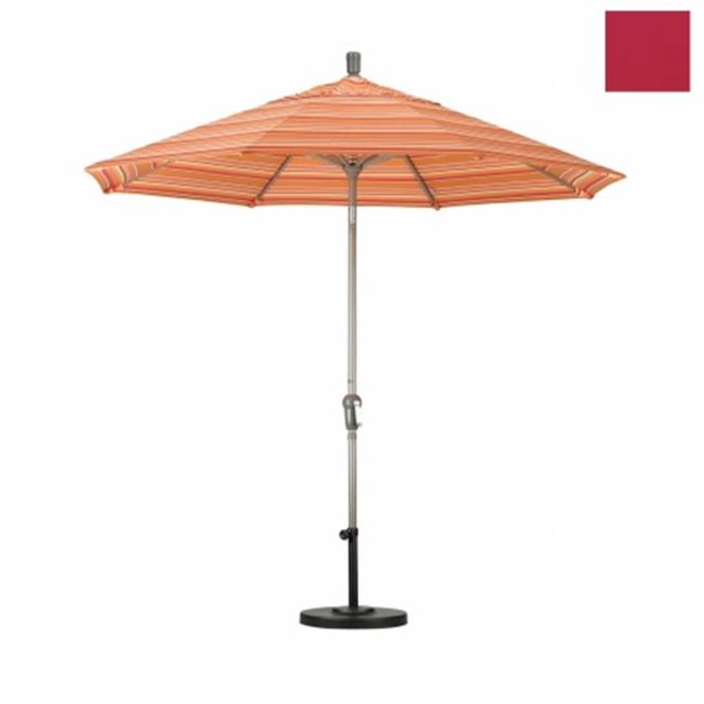 California Umbrella SDAU908900-SA03 9 Pi Marché en Aluminium Parapluie Auto Inclinable Champagne-Pacifica-Rouge