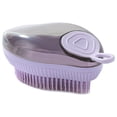 thumbnail image 1 of Mom's Best Cepillo de baño para mascotas, masajeador y cepillado, con dispensador de jabón y champú, exfoliante corporal de silicona suave, color verde menta., 1 of 3
