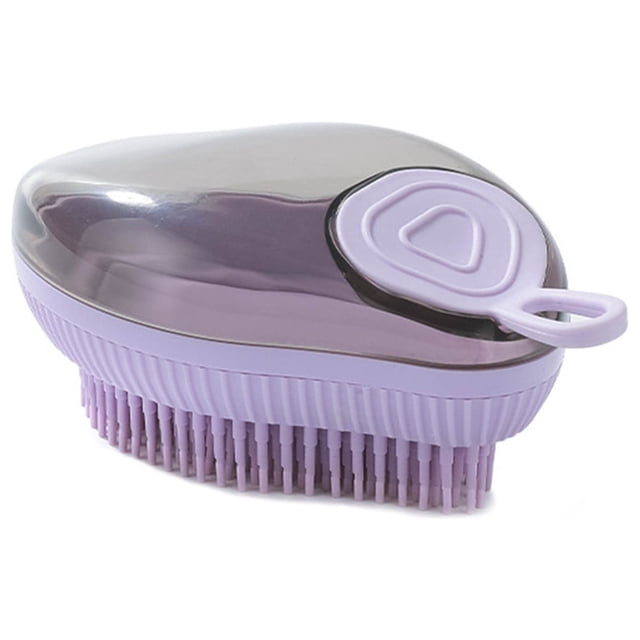 Mom's Best Cepillo de baño para mascotas, masajeador y cepillado, con dispensador de jabón y champú, exfoliante corporal de silicona suave, color verde menta.