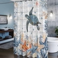 thumbnail image 6 of Oceans Shower Curtain, Coastal Orange Blue Sea Turtles Starfish Wood Gradient Waterproof Shower Curtain Set with 12 Hooks Lightweight Bath Curtains Fabric Bathroom Decor 72x84 Inches, 6 of 9