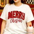 thumbnail image 2 of Merry Christmas Sequin T‑Shirt, Bold Red Glitter-Look Tee for Festive Holiday Season, 2 of 5