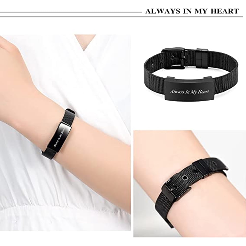 Adjustable Watch Band Cremation Jewelry Urn Bracelet for Ashes Personalized Message Urn Bangle for Women Men Memorial Keepsake-Forever in My Heart