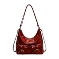 thumbnail image 1 of Bolso de hombro para mujer de piel sintética con múltiples bolsillos, bolso de mano para el trabajo y actividades al aire libre. Rojo, 1 of 9