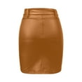 thumbnail image 7 of Daznico Women's Pleated Leather Mini Skirt with Belt and Zipper, Solid Color Pencil Skirt, Trendy and Stylish,Size M, 7 of 7
