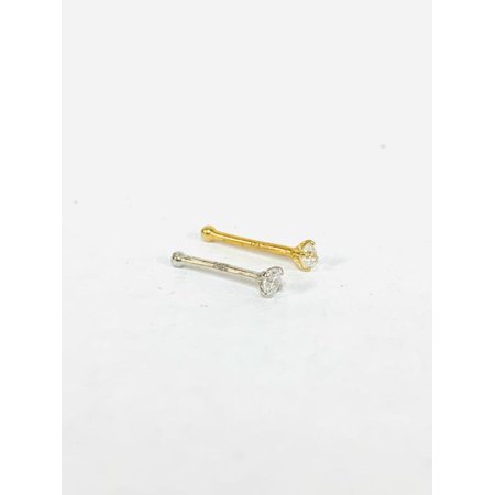 14k Yellow/White Gold CZ Round Nose Piercing / Stud Nose Piercing / Nose Ring / Women's Nose Ring / Piercing / Aretes Para La Nariz / CZ Nose Ring / Aretes de La Nariz En Oro Real con Piedra