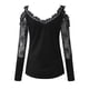thumbnail image 4 of Pntutb Blusa de encaje con cuello en V para mujer con hombros descubiertos estilo largo Pntutb Pntutb-833, 4 of 6