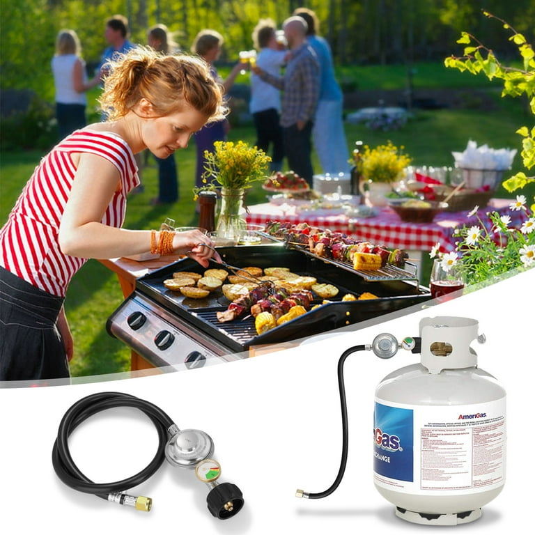 WADEO 2FT Propane Regulator Hose with Propane Tank Gauge, LP Gas Regulator for Most QCC1 Hose and Regulator for Most LP Grill, Heater and Fire Pit Table, 3/8'' Female Flare Fitting WADEO 2FT Propane Regulator Hose with Propane Tank Gauge, LP Gas Regulator for Most QCC1 Hose and Regulator for Most LP Grill, Heater and Fire Pit Table, 3/8'' Female Flare Fitting
