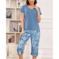 thumbnail image 3 of MyFav Women's Plus Size 2-Piece Capri Pajamas Set Short Sleeve Top Capri Pants Sleepwear,2XL, 3 of 7