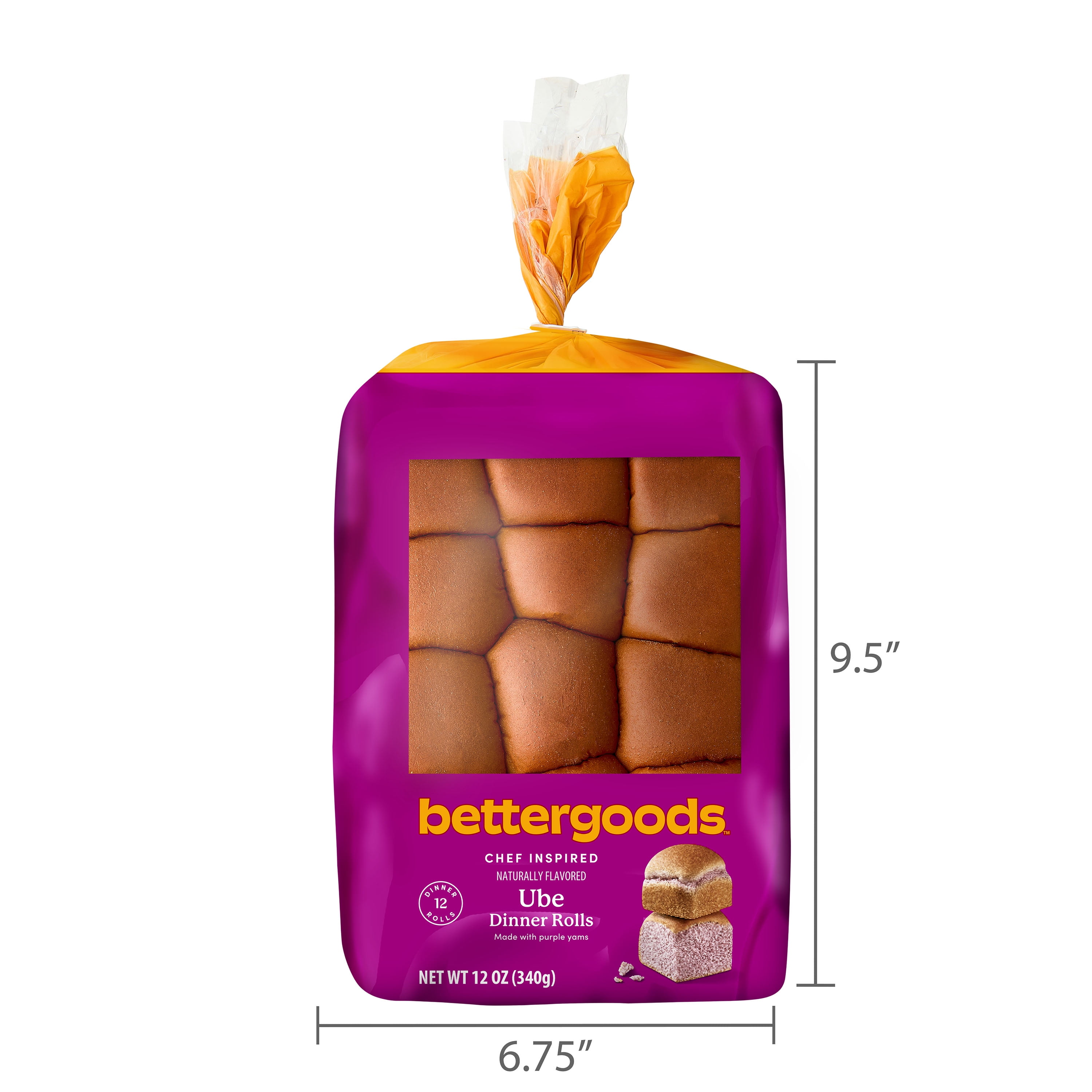bettergoods Ube Dinner Rolls, 12 oz, 12 Count