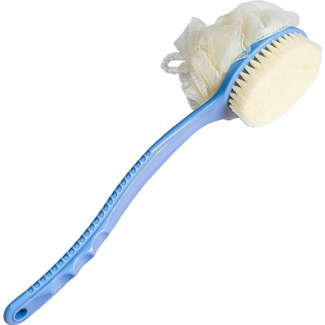 Cepillo corporal para ducha con cerdas y esponja vegetal, esponja de malla para baño con fregado de espalda