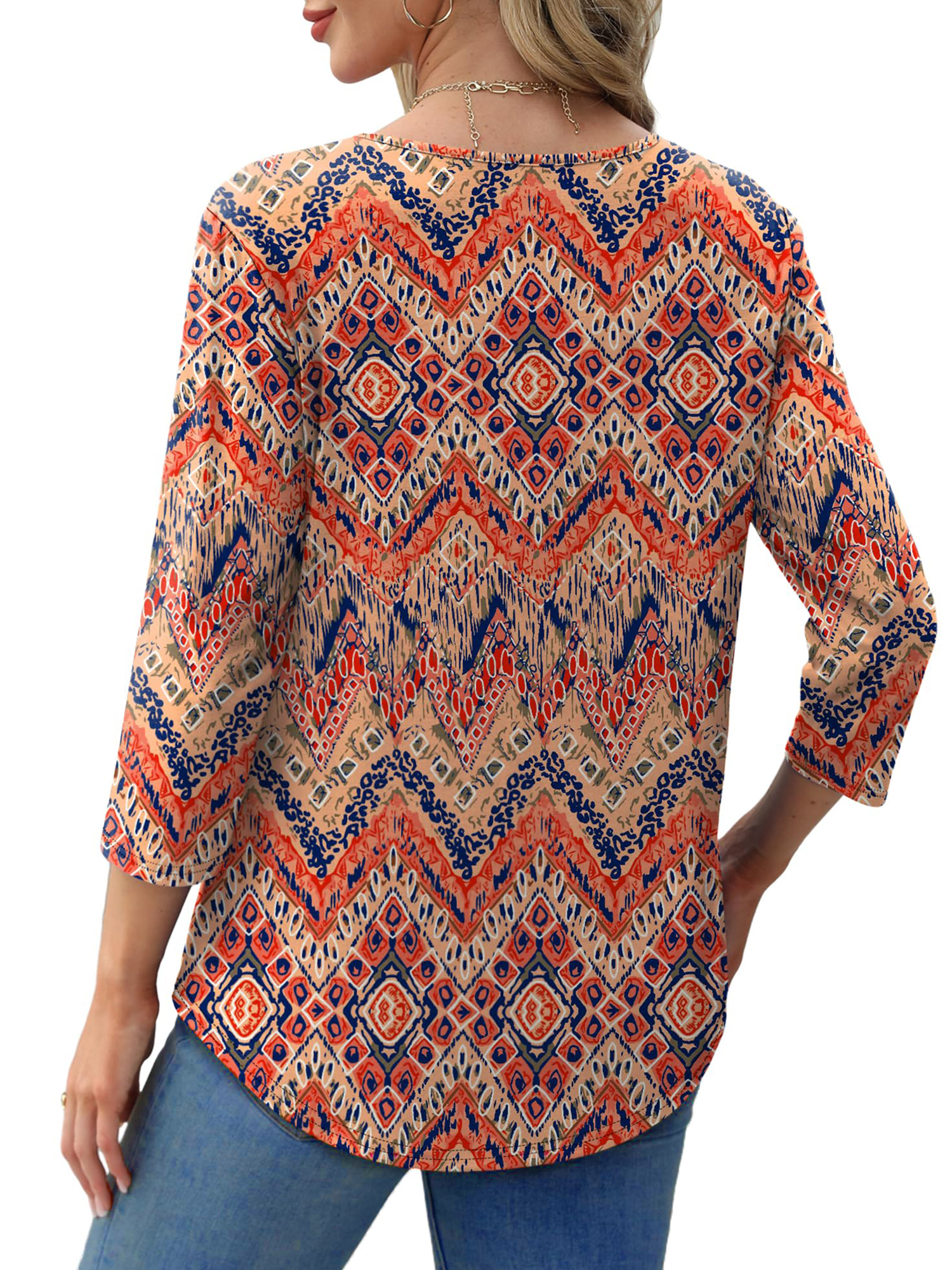 UVN Women's Pleated 3/4 Sleeve Summer Blouse photo 4