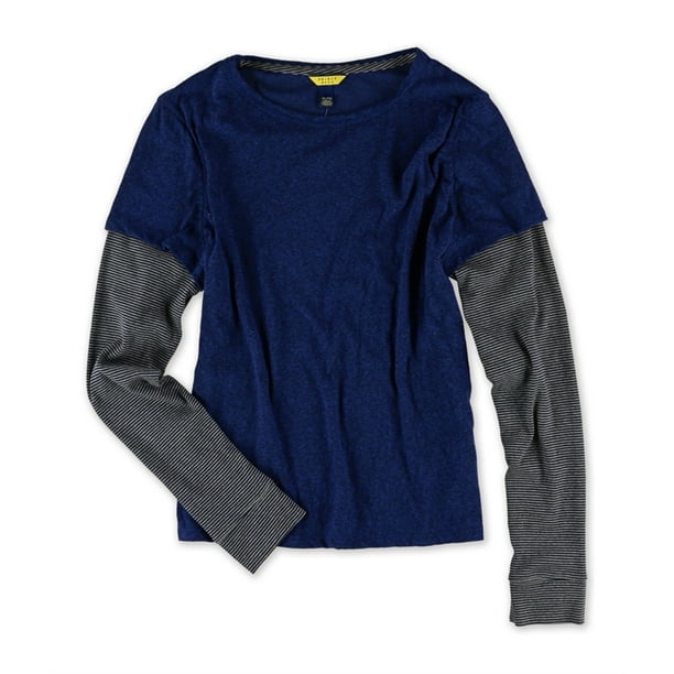 Aeropostale - Aeropostale Womens Layered LS Graphic T-Shirt, Blue
