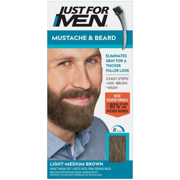 JUST FOR MEN Light Brown Hair Coloring Beard Color Kit, 1 ea