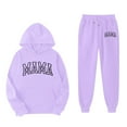 thumbnail image 4 of Gelikeya Mama's Baby Girls Outfits Toddler Clothes Long Sleeve Hooded Sweatshirt Sweatpants 2pcs Clothing Sets 1-9Y (Purple, 3-4 Years), 4 of 5
