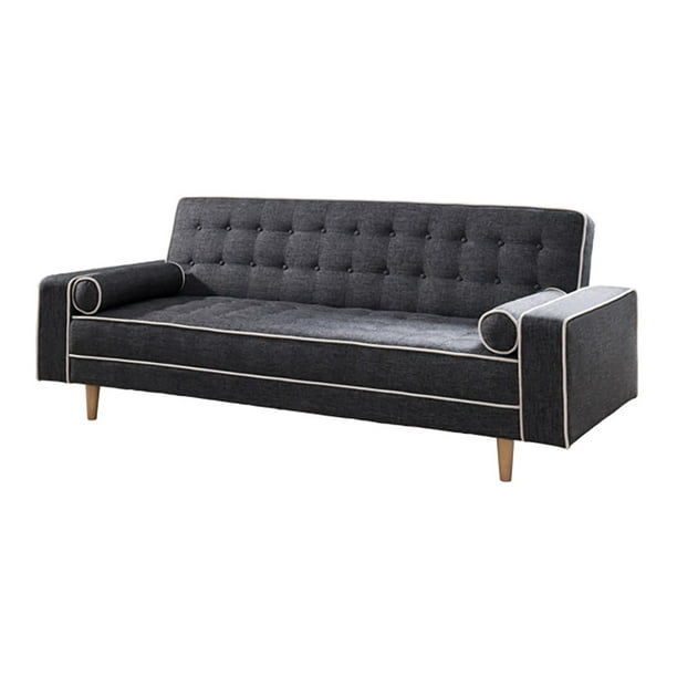 Upholstered Futon Sofa Bed With Matching Bolsters, Gray