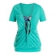 thumbnail image 2 of Más el tamaño de recorte lazo con pliegues Imprimir cazadora Tee Rosegal Camisetas tallas grandes, 2 of 5