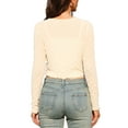 thumbnail image 3 of INSPIRE CHIC Women's Sheer Textured Crop Bolero Shrug Lightweight Long Sleeve Open Front Cardigan Beige XL, 3 of 6