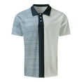 thumbnail image 5 of Mens Waffle Knit Polo Shirt Color Block Short Sleeve Tee Summer Breathable Top Light Blue XL, 5 of 6
