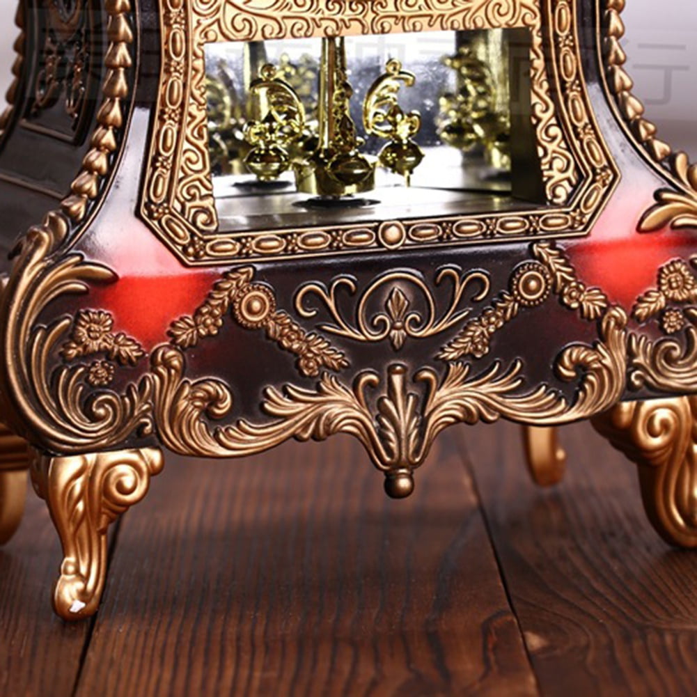 Antique Clock, Vintage European Desk Clock, 12 Music Chime Antique Desk Clock, Wall Clock with Pendulum and Chimes for Home Decoration