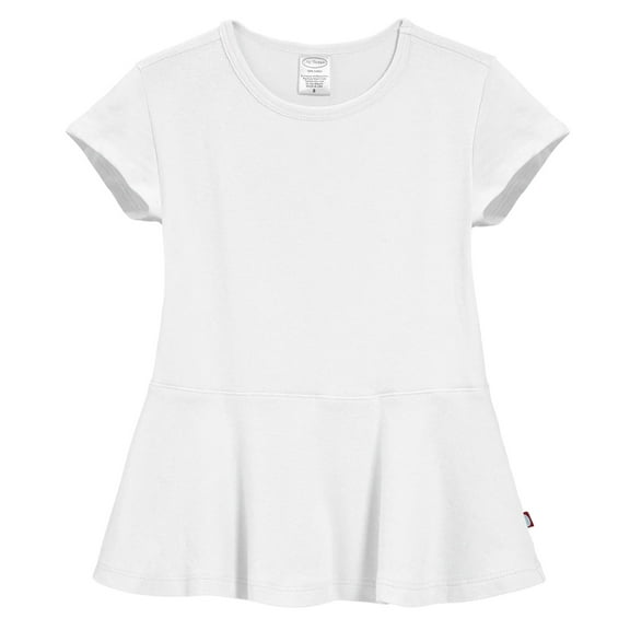 Made in USA Girls Soft Cotton Short Sleeve Peplum