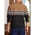 thumbnail image 5 of Men's Fleece-Lined Quarter Zip Sweater, Thermal Winter Pullover with Color Block Stripes, Plush Knit Shirt for Cold Weather, Casual Warm Sweatshirt for Fall Winter,L, 5 of 5