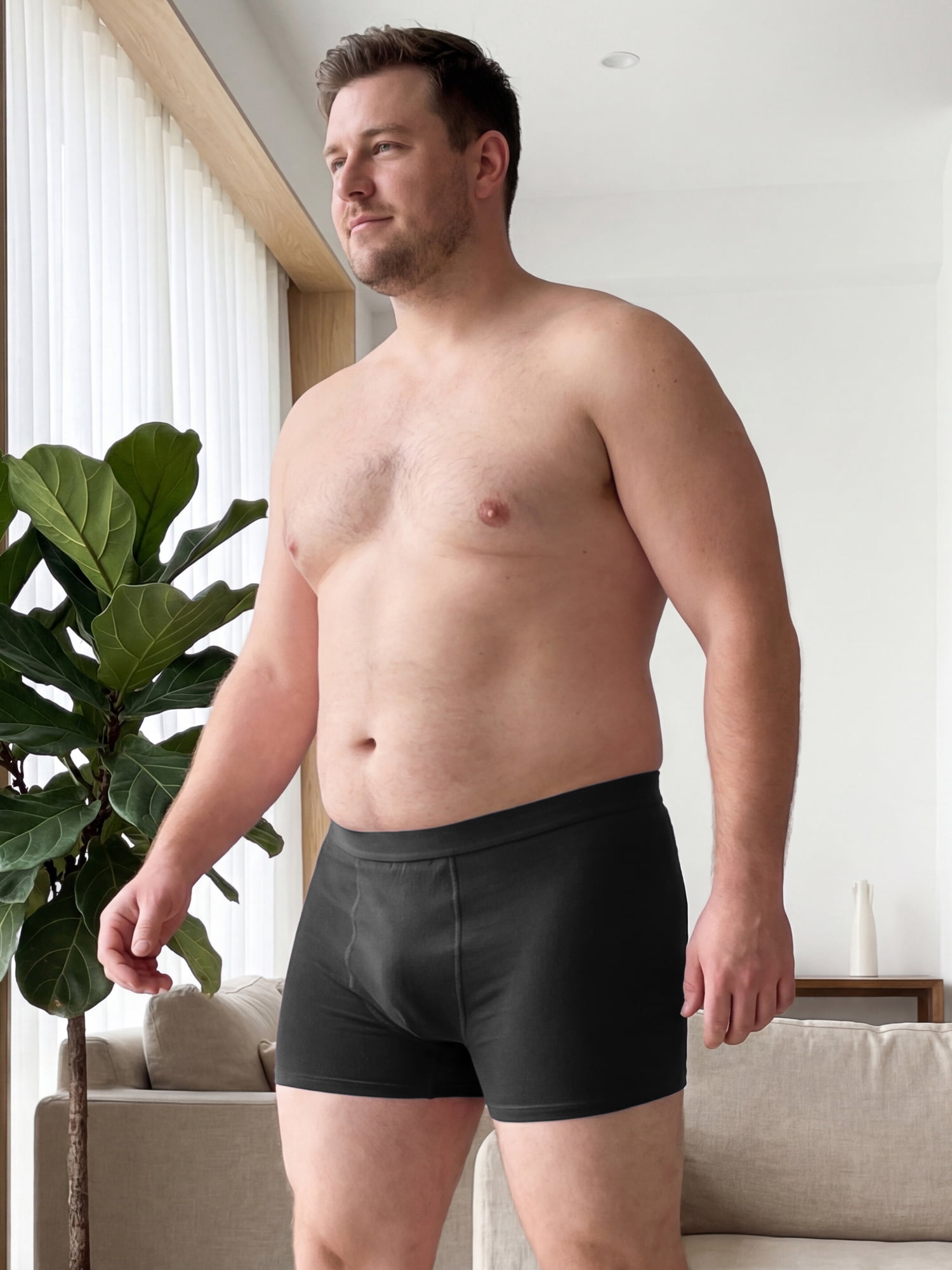 DARING DIVA Men's Big Tall Stretch Waistband Mid-Waisted Underwear 4XL Black
