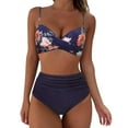 thumbnail image 1 of Cathalem 2 Piece Swimsuit for Women Thong Bikini Sets for Women Reversible String 2 Piece Swimsuit (Dark Blue,L), 1 of 5