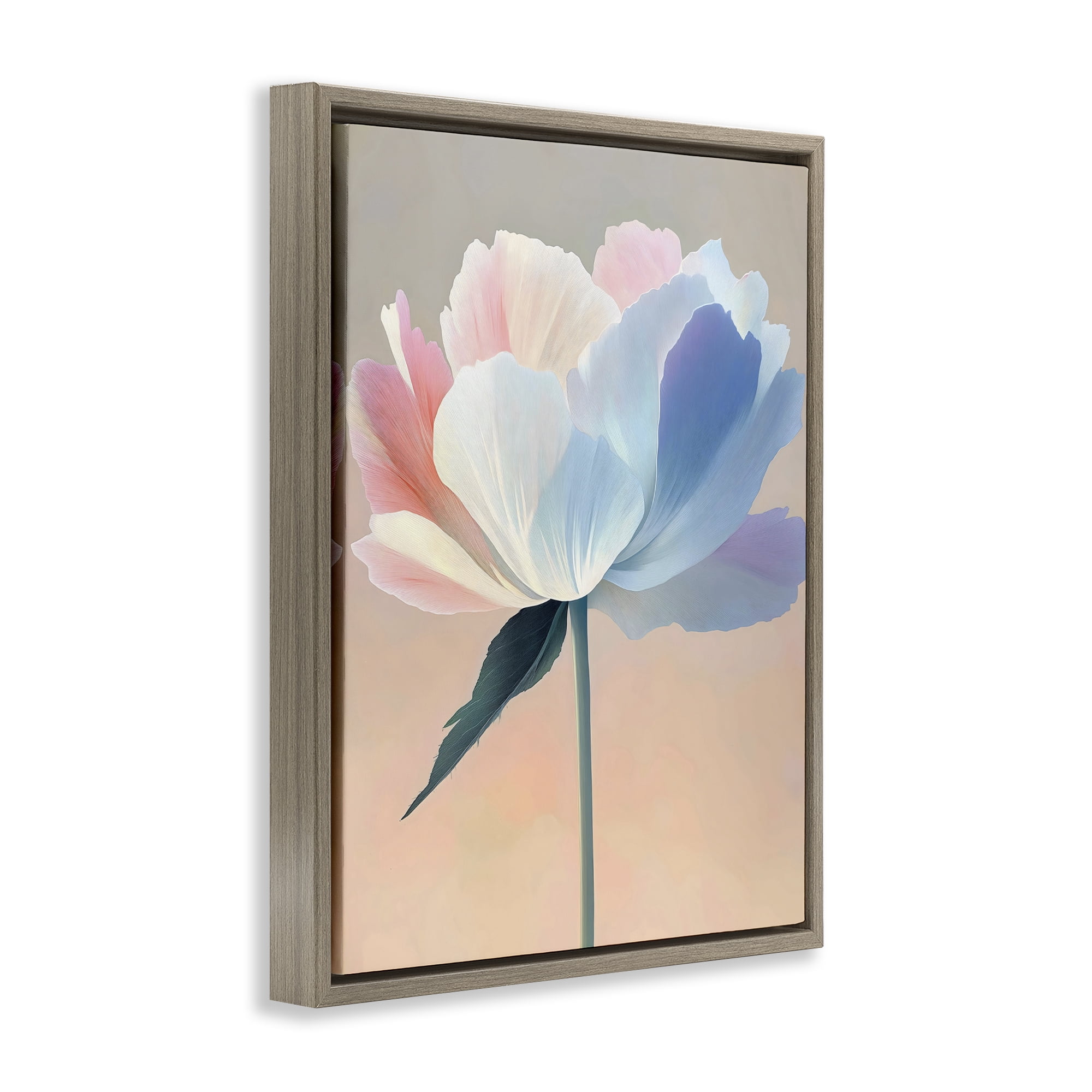 Stupell Industries Pink & Blue Flower Serenity Brown Framed Floater Canvas Wall Art, design by The Prints Vibe