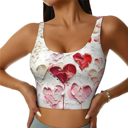 Sports Bra for Women  Textured Heart Abstract Art Sports Bras for Women High Support  Workout Yoga Tank Tops Woman With Removable Cups
