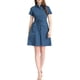 thumbnail image 2 of Vestido mini de mujer Inspire Chic, con ajuste y vuelo, cuello, bolsillos y cintura elástica en gris azul, 2 of 8