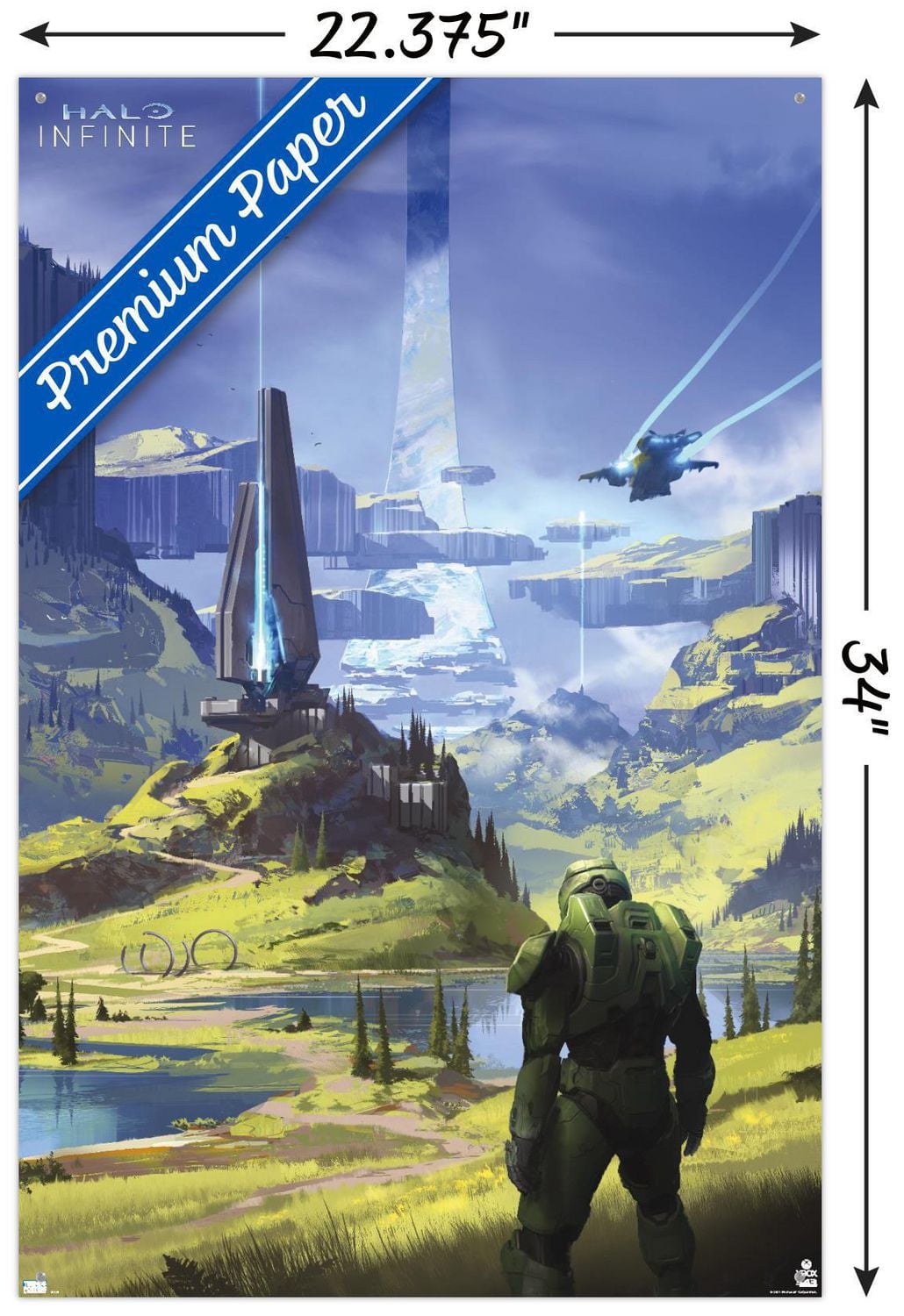 Halo Infinite - Master Chief Valley Wall Poster, 14.725" x 22.375" Framed