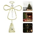 thumbnail image 2 of Lighted Gold Glitter Angel Christmas Tree Topper - 11.02 Inch, Xmas Tree Topper for Home Party Decorations, 2 of 8