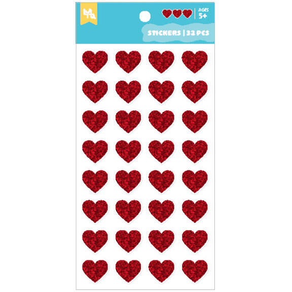 Little Yellow Bicycle® Stickers Sheet - Holographic Red Hearts