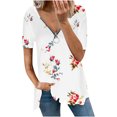 thumbnail image 1 of Camiseta suelta de manga corta con cuello en V informal con estampado de cremallera a la moda para mujer OAVQHLG3B Store  lin121212, 1 of 3