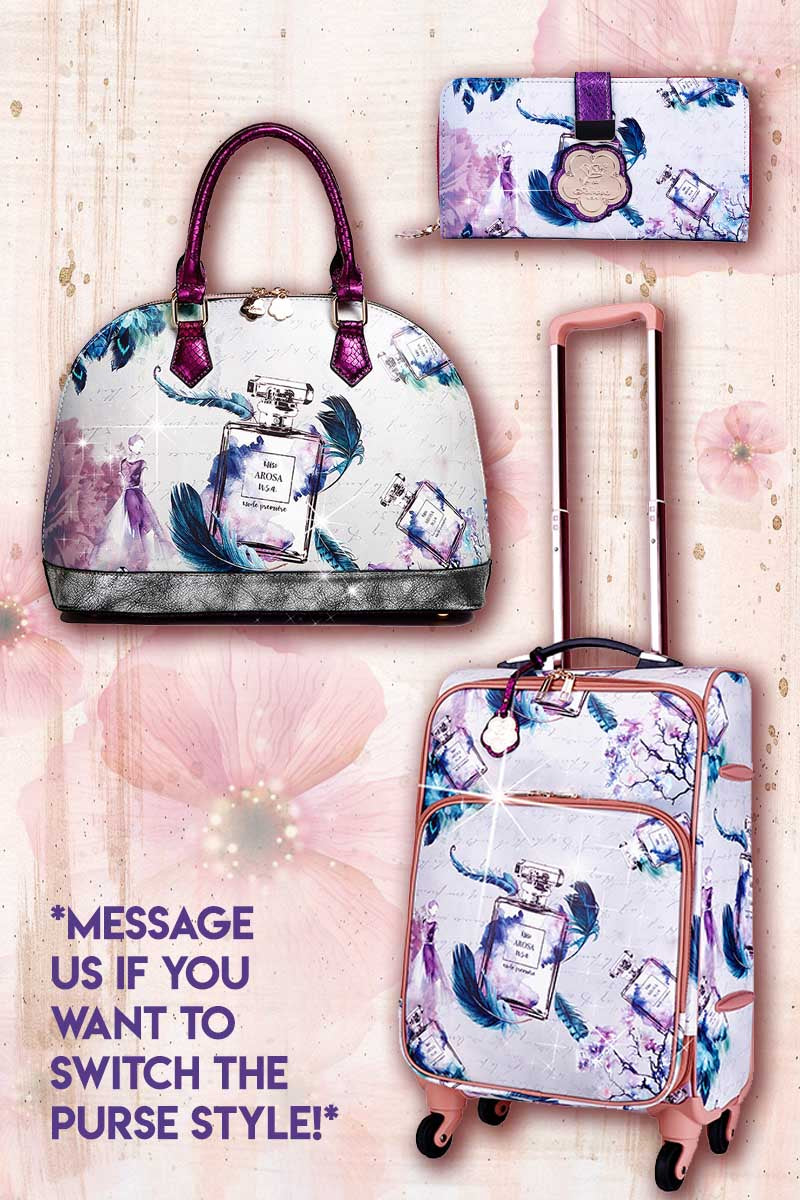 Arosa Fragrance 3PC Set Carryon Underseat Travel Luggage