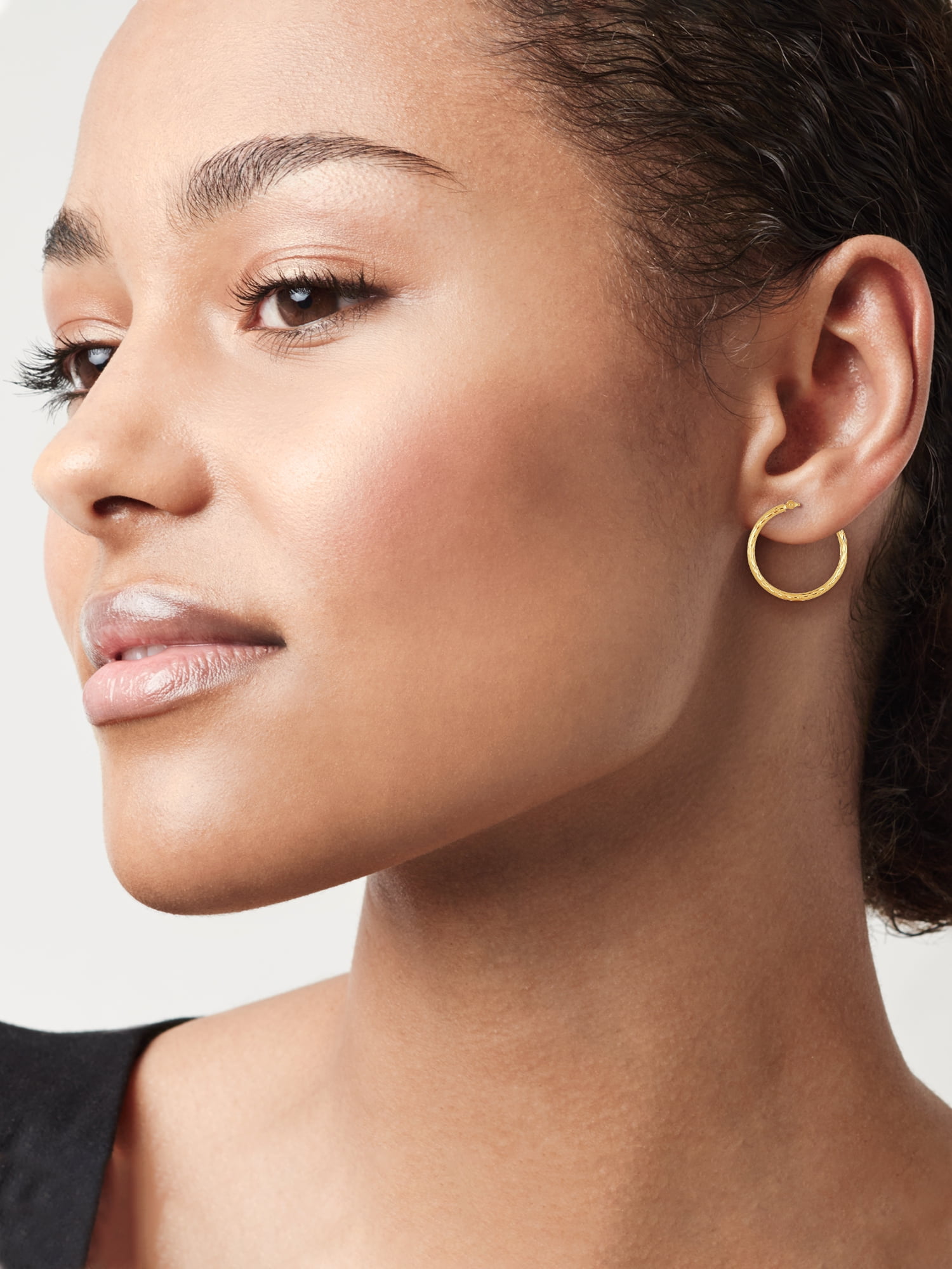 Brilliance Fine Women's Diamond Cut Tube Hoop Earrings in 14K Yellow Gold