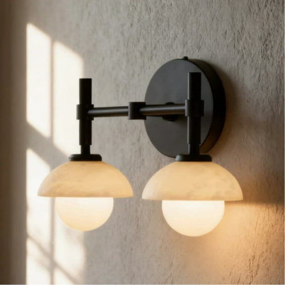 Hand-Carved Alabaster shade, Elegant Light Fixture for Hardwired Installation Brass Wall Sconce , Wall Lights for Living Room , Bedroom Wall Light Sconces