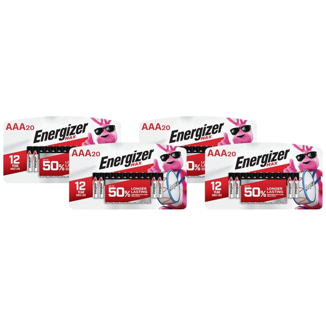 Pilas Alcalinas Energizer Max AAA, Paquete de 20 (Pack de 4)