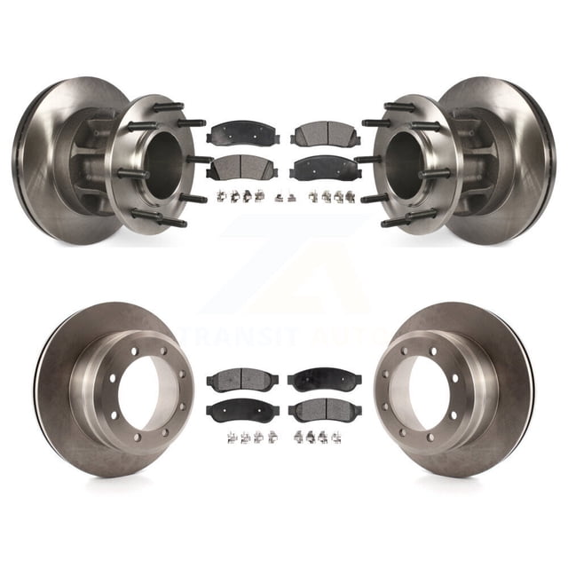 Transit Auto Front Rear Disc Brake Rotors and Ceramic Pads Kit for Car 2012 Ford F-350 Super Duty RWD with Dual Wheels K8T-103360