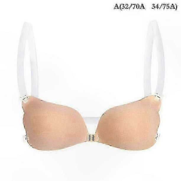 Women's Invisible Push-Up Bra with Silicone Support and Clear Straps for Backless Outfits
