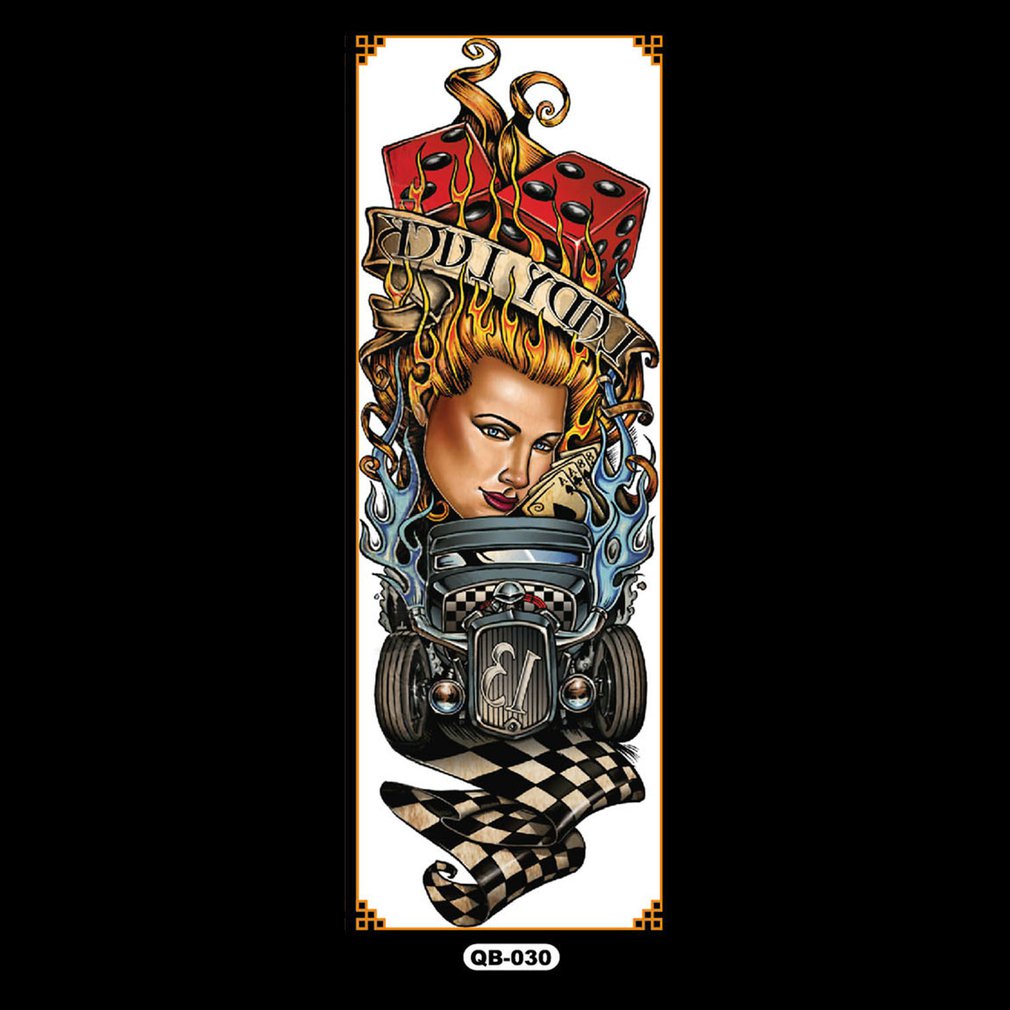 QB Arm Flower Tattoo Sticker Waterproof Temporary Tattoo Sleeve Body