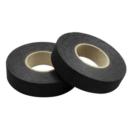 Unique Bargains Wire Harness Looms Tape 2pcs Black Adhesive Cloth Fabric Car 19mm x 15m for Car