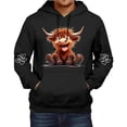 thumbnail image 2 of Zhanqunnn Men's Autumn And Winter Hoodie With Floral Cattle Print Hooded Sweatshirt Shoulder Down Long Sleeved Sweatshirt Top Men Hoodies Pullover, Size XXL, 2 of 4