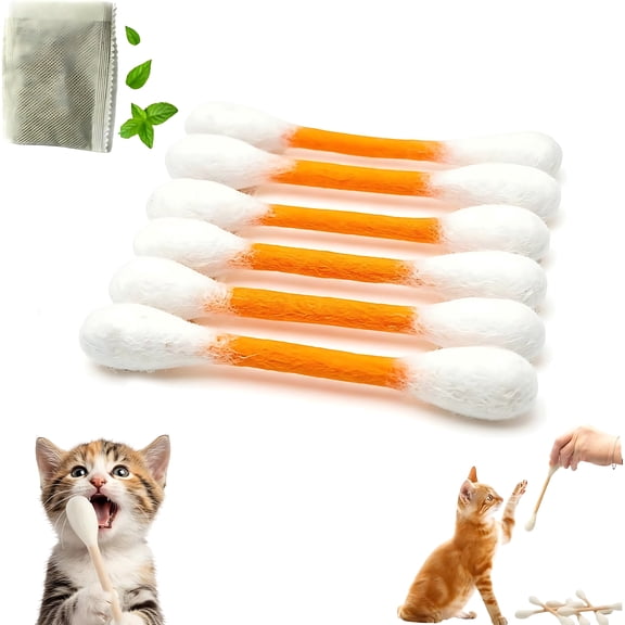6 Pack Giant Cotton Swab Catnip Toys (Each 6.3"x0.8"x0.3"), Felt Kicker Chew Toys for Indoor Cats