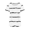 thumbnail image 5 of TKLPEHG Short Sleeve Tunic Tops for Women Going Out Tops Round Neck Ruched Tunic Tops Short Sleeve T Shirts Loose Lightweight Summer Striped Print Graphic Tee Casual Blouses(White,L), 5 of 5