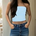 thumbnail image 4 of HongQid Women Strapless Striped Bandeau Tube Tops Y2K Aesthetic Sleeveless Backless Crop Tank Going Out Summer, 4 of 8