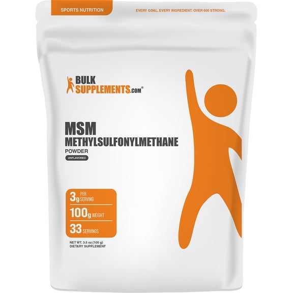 BulkSupplements MSM Powder - Methylsulfonylmethane, Dietary Supplement - Unflavored, 100g (3.5 oz)
