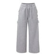 thumbnail image 4 of MAIHAN Baggy Sweatpants for Women Wide Leg Loose Joggers Pants Striped Cotton Drawstring Sweat Pants with Pockets(GreyE,XXL), 4 of 8