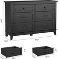 thumbnail image 2 of Commode 6 Tiroirs pour Chambre, Commode à Tiroirs de 47 Po de Large avec Rangement Autoportante, Coffre de Rangement en Bois pour Garde-Robe pour Salon, Chambre, Entrée, Noir, 2 of 7